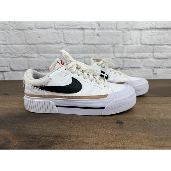 Nike Court Legacy Lift Platform White Black Women's Sneakers Shoes 8 DM7590-100 - Picture 13 of 13